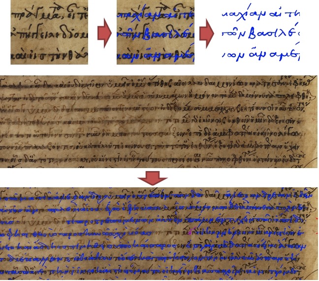 Image 1: The process of the graphical reconstruction of the palimpsest