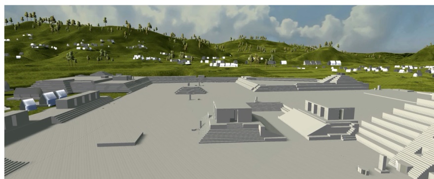 Figure 4: 3D Models (from SketchUp using GIS data) visualization in Unity 5 (Richards-Rissetto and Day)