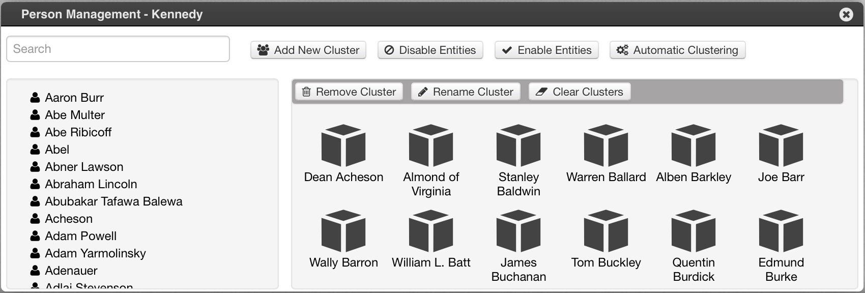 Fig. 1 View of the Person Management tool