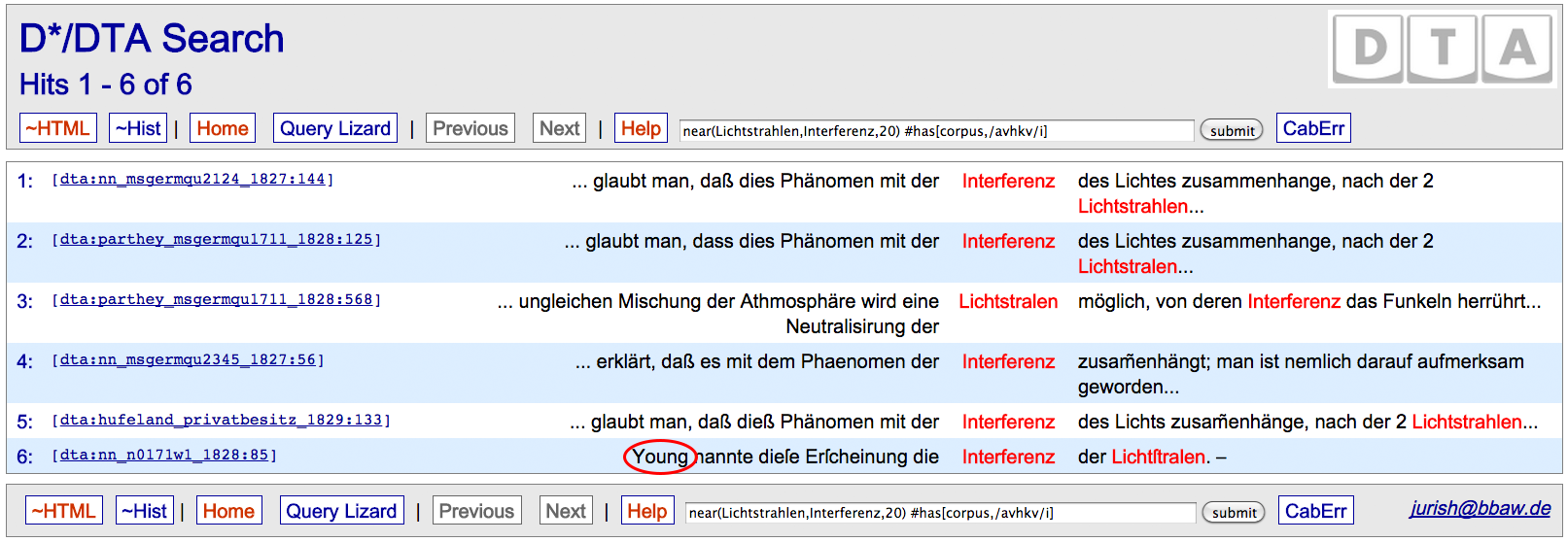 Fig. 1: Result of the DDC-Search