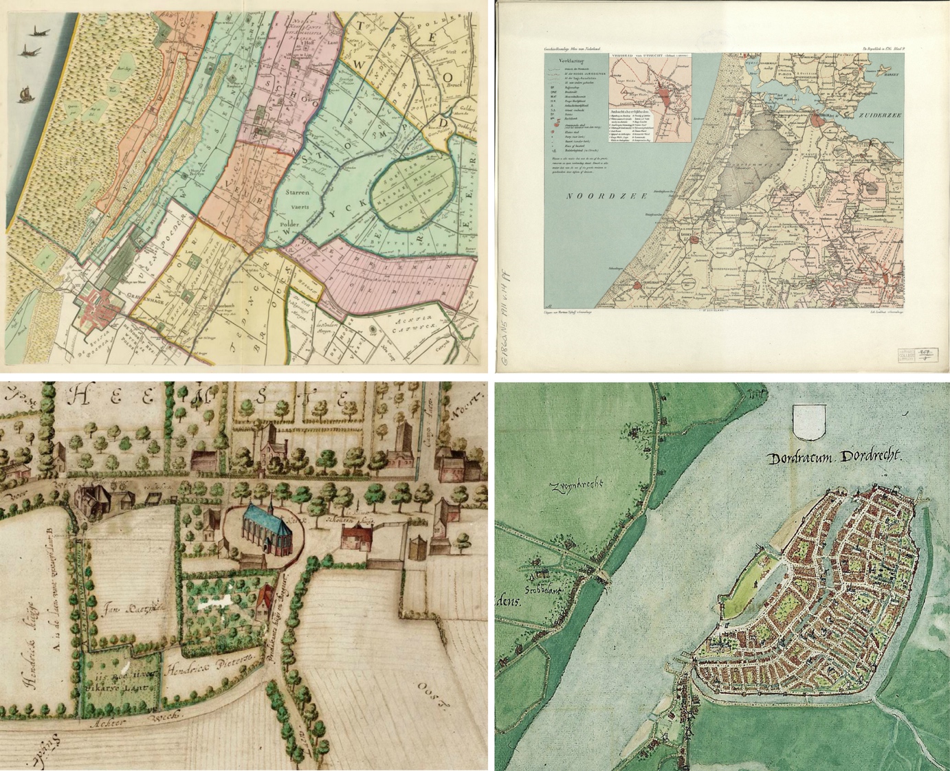 Figure 3. Excerpt of geographical sources: various 16th-18th century maps, historical atlases.