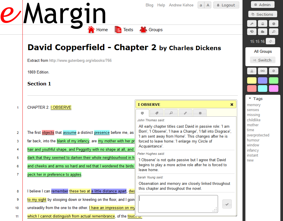 Figure 2: eMargin annotation tool