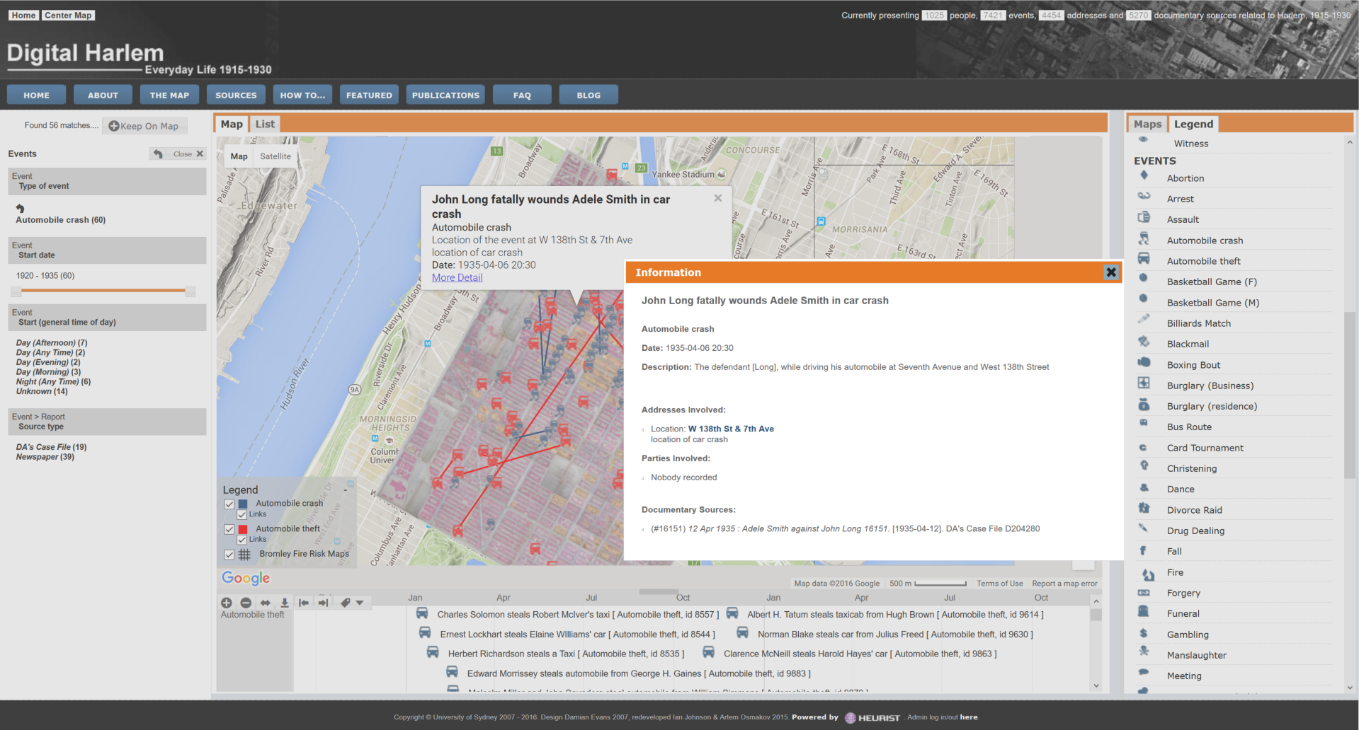 Figure 2. Digital Harlem - the reimplemented public interface with faceted search