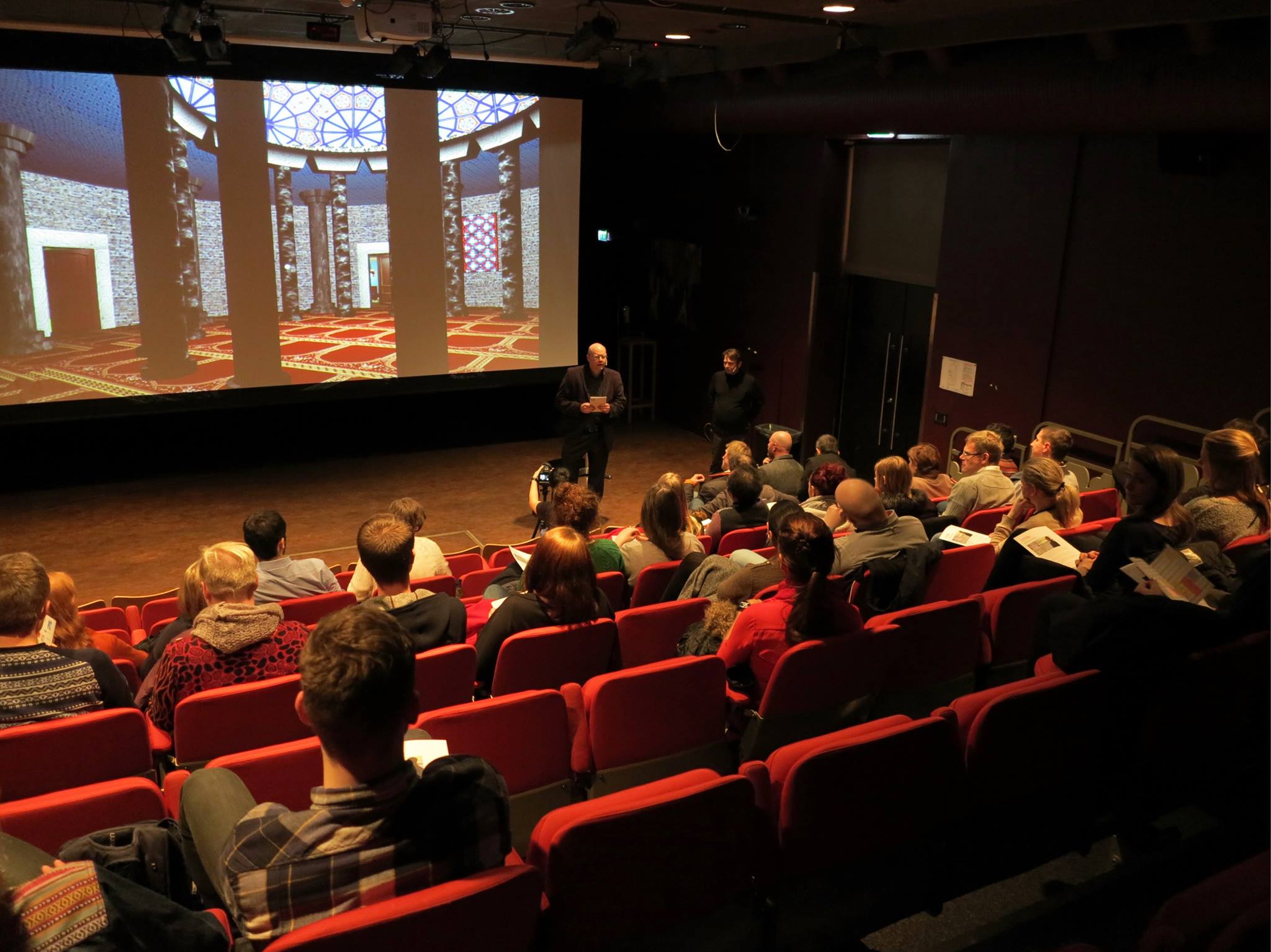 Fig. 2 Presentation of the interactive cinematic version of  at the 2015 Oslo Human Rights / Human Wrongs festival