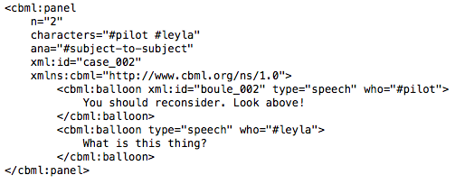 Figure 3. A fragment of the ComicsML encoding for the page presented above