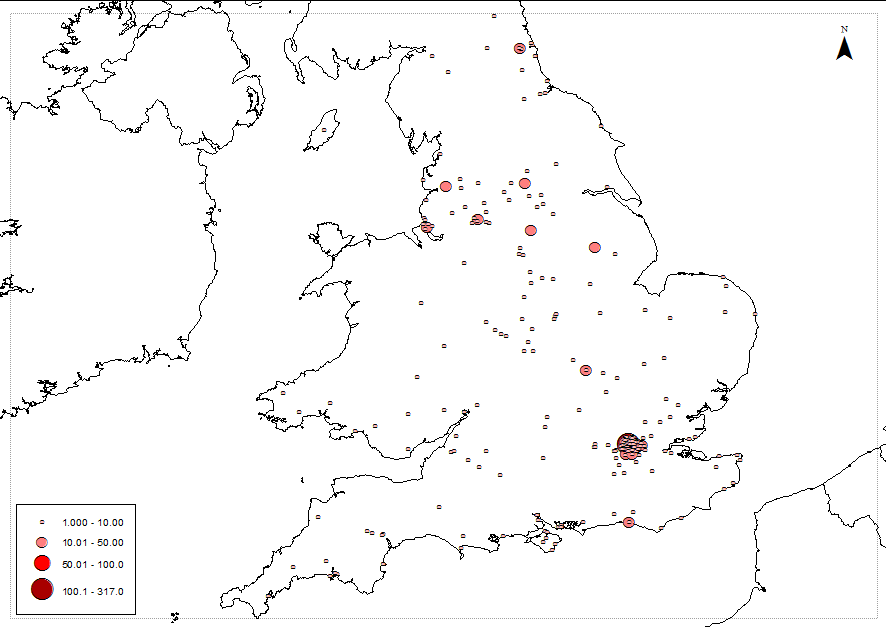 Figure 3: Locations associated with disease instances from the Era